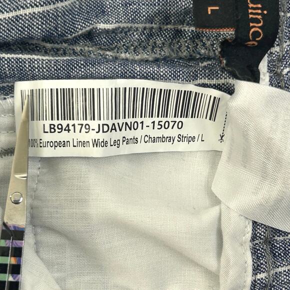 Quince 100% European Linen Wide Leg Pants in Chambray Stripe Blue - Picture 9 of 12